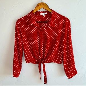 Active USA Button Up Tied Crop Top